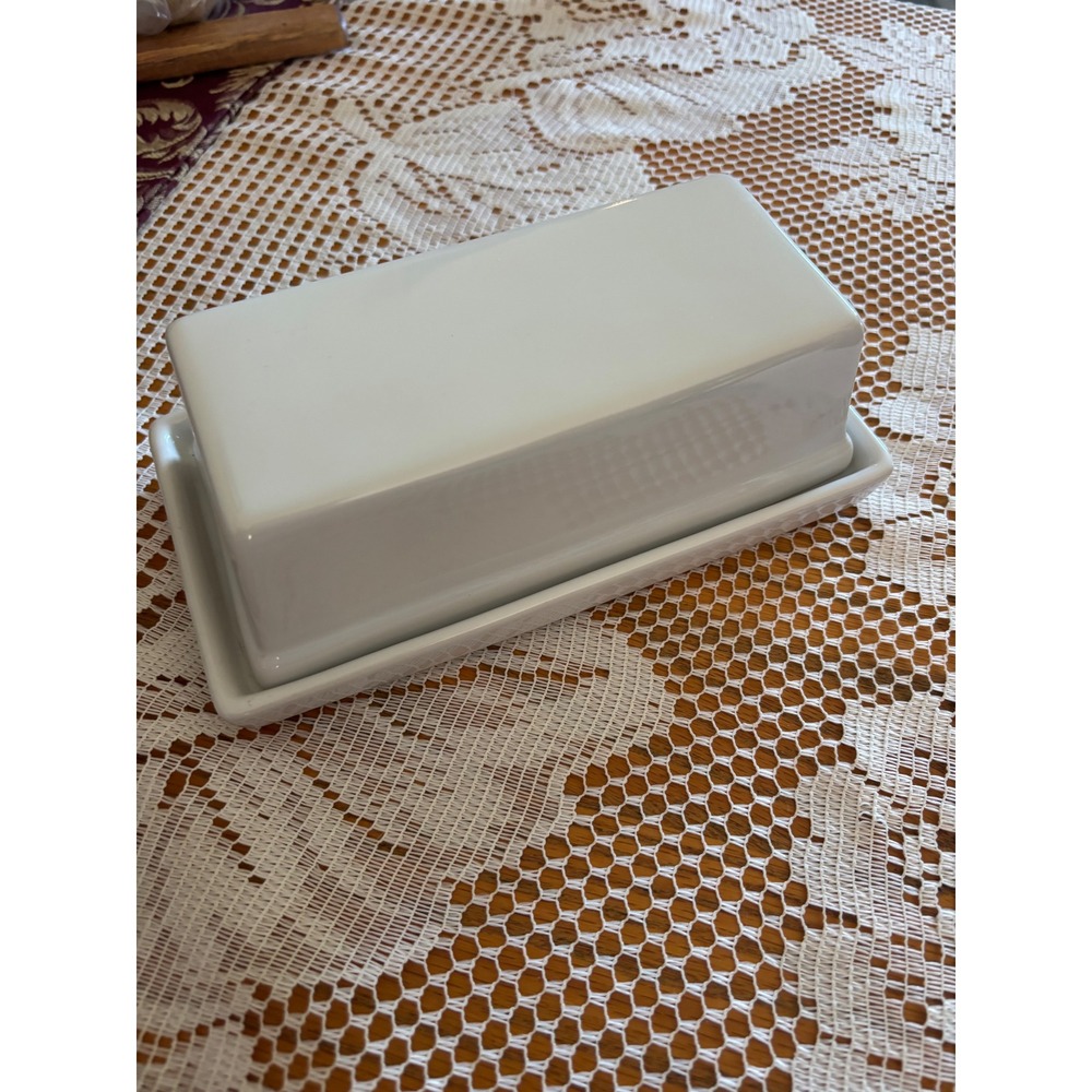 Mainstays White Stoneware Butter Dish with Lid Rectangular MS6028000686004